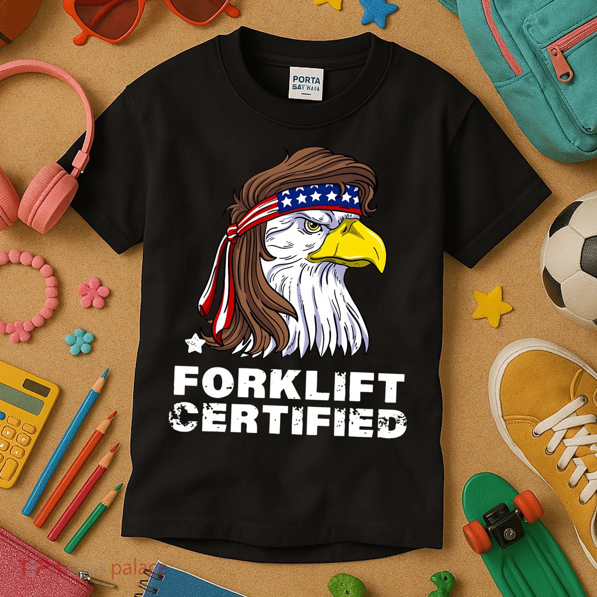 Forklift Certified Eagle Mullet USA Fork Lift Forklift Kids T-Shirt