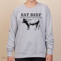 Funny Cow Eat Beef the West Wasn't Won on Salads Farm Cattle Women's Sweatshirt thumb 0