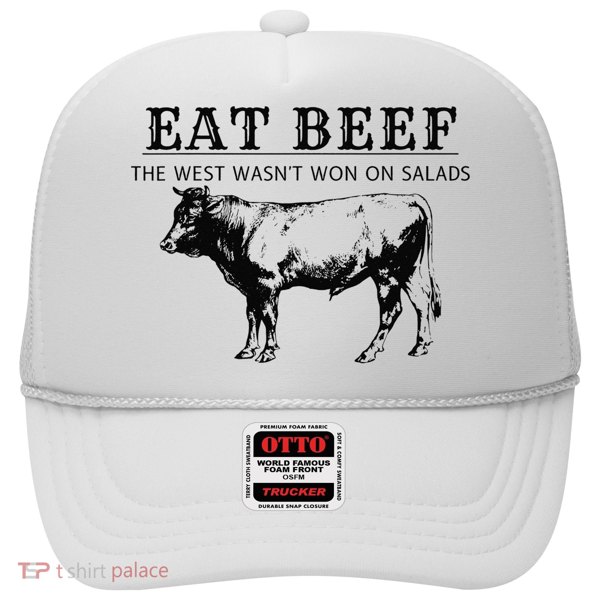 Funny Cow Eat Beef the West Wasn't Won on Salads Farm Cattle Hat