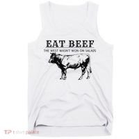 Funny Cow Eat Beef the West Wasn't Won on Salads Farm Cattle Tank Top thumb 0