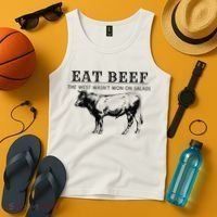 Funny Cow Eat Beef the West Wasn't Won on Salads Farm Cattle Tank Top thumb 4