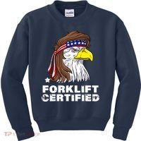 Forklift Certified Eagle Mullet Usa Fork Lift Forklift Kids Sweatshirt thumb 0