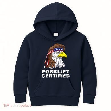 Forklift Certified Eagle Mullet Usa Fork Lift Forklift Kids Hoodie