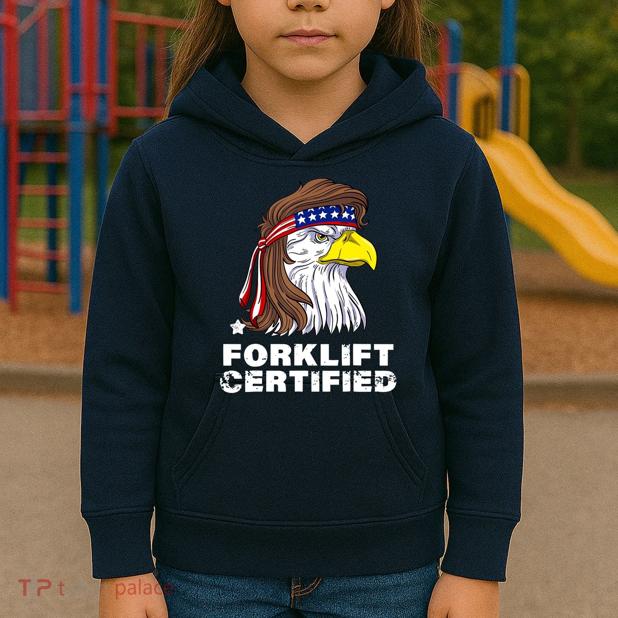 Forklift Certified Eagle Mullet Usa Fork Lift Forklift Kids Hoodie