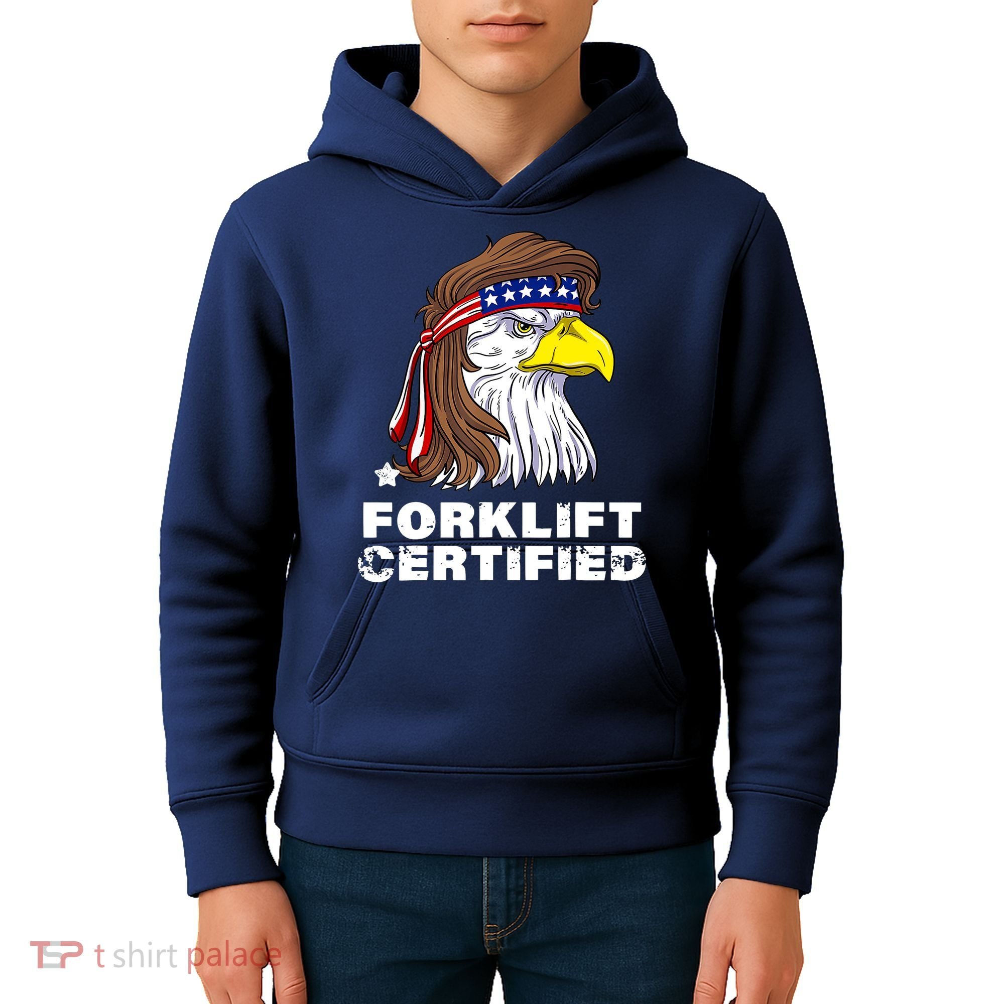 Forklift Certified Eagle Mullet Usa Fork Lift Forklift Kids Hoodie