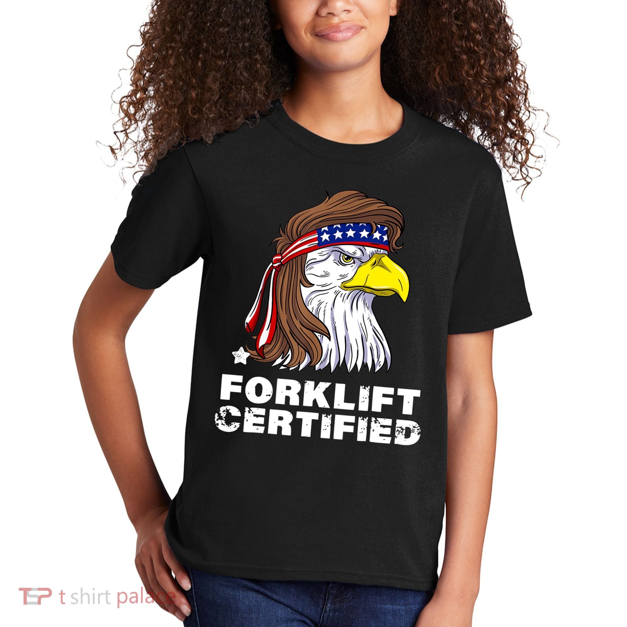 Forklift Certified Eagle Mullet Usa Fork Lift Forklift Kids T-Shirt