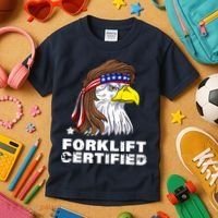 Forklift Certified Eagle Mullet Usa Fork Lift Forklift Kids T-Shirt thumb 3