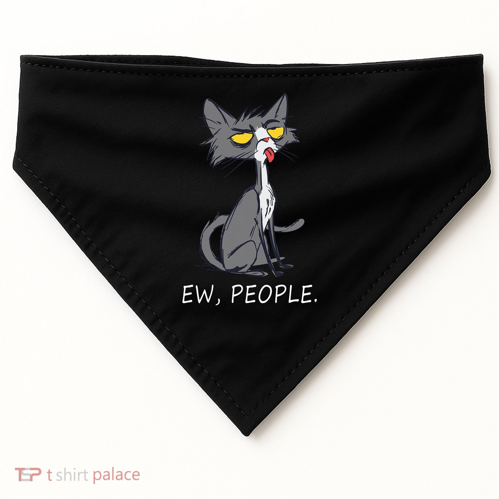 Funny Cat Ew People Meowy Cat Lovers Men Womens Gifts USA-Made Doggie Bandana