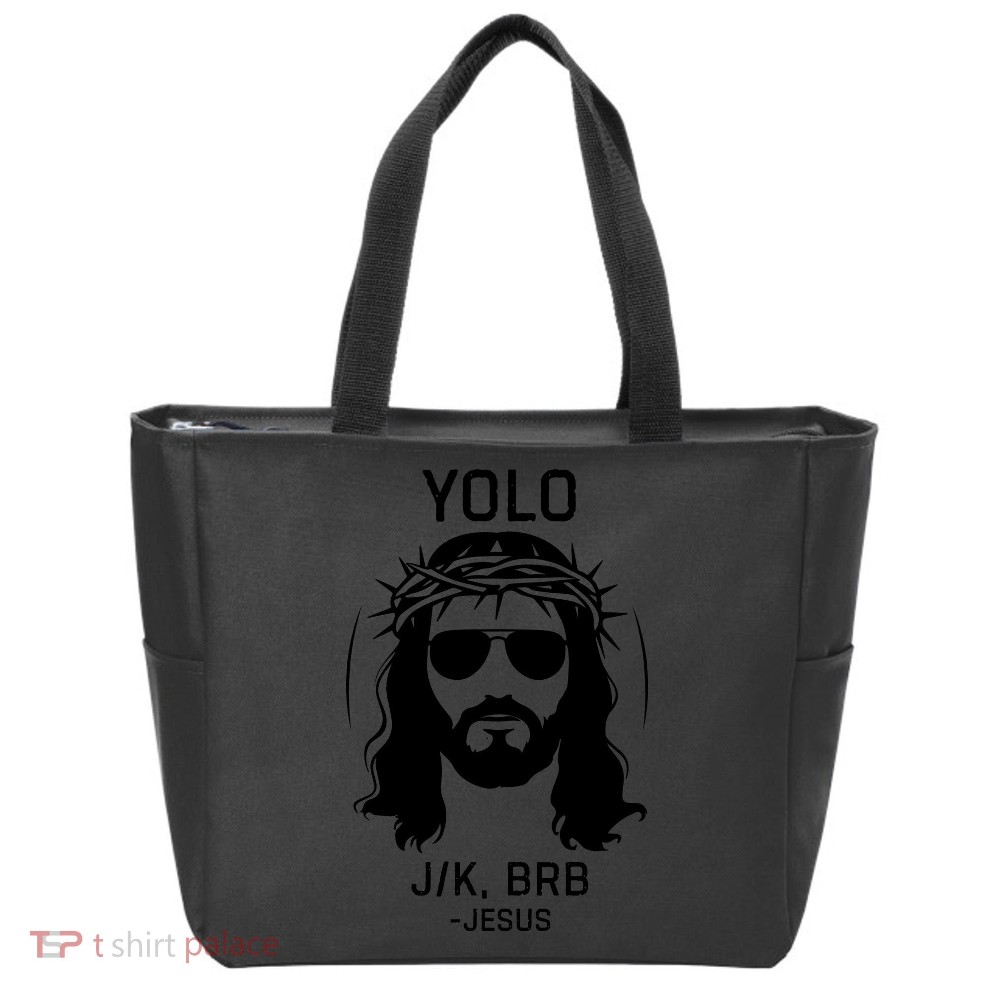 Funny Christian Easter Jesus Yolo Jk Brb Tote Bag