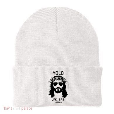 Funny Christian Easter Jesus Yolo Jk Brb Beanie