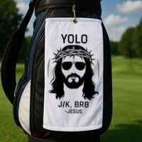 Funny Christian Easter Jesus Yolo Jk Brb Golf Towel thumb 2