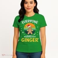 Funny Christmas Everyone Loves A Ginger Xmas Women's T-Shirt thumb 4