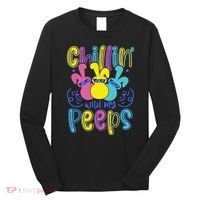 Funny Cute Easter Chillin With My Peeps Long Sleeve Shirt thumb 0