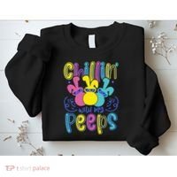 Funny Cute Easter Chillin With My Peeps Sweatshirt thumb 2