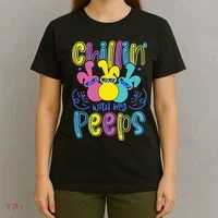 Funny Cute Easter Chillin With My Peeps T-Shirt thumb 4