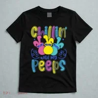 Funny Cute Easter Chillin With My Peeps T-Shirt thumb 5