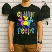 Funny Cute Easter Chillin With My Peeps T-Shirt thumb 6