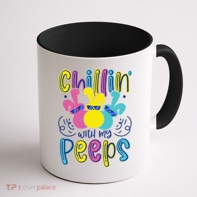 Funny Cute Easter Chillin With My Peeps Coffee Mug back