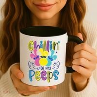 Funny Cute Easter Chillin With My Peeps Coffee Mug thumb 3