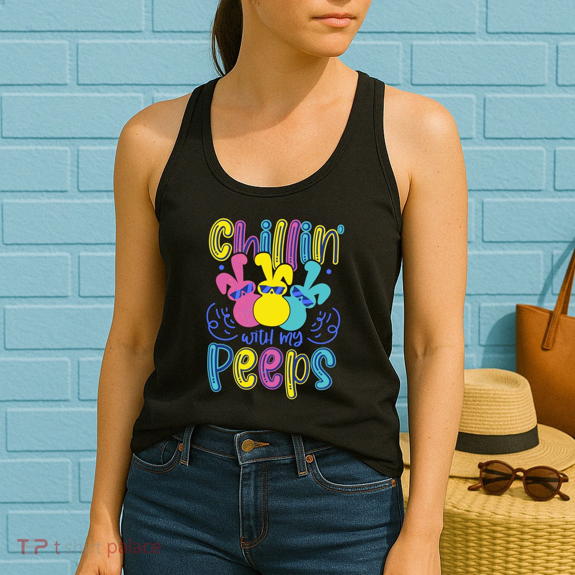 Funny Cute Easter Chillin With My Peeps Women's Tank Top