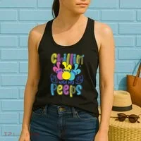 Funny Cute Easter Chillin With My Peeps Women's Tank Top thumb 2