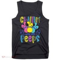 Funny Cute Easter Chillin With My Peeps Tank Top thumb 0