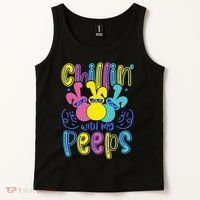 Funny Cute Easter Chillin With My Peeps Tank Top thumb 2