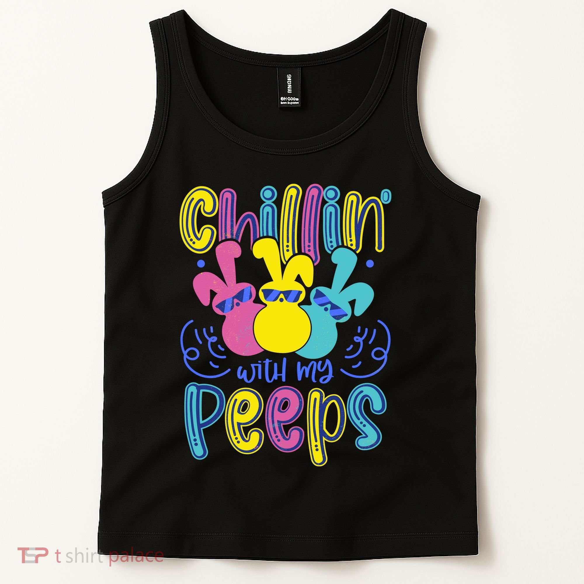 Funny Cute Easter Chillin With My Peeps Tank Top