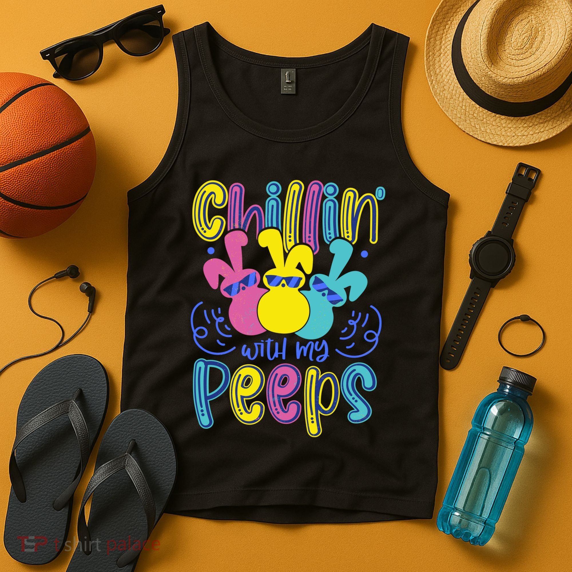 Funny Cute Easter Chillin With My Peeps Tank Top