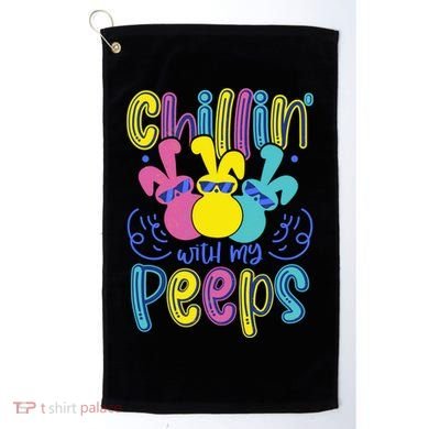 Funny Cute Easter Chillin With My Peeps Golf Towel