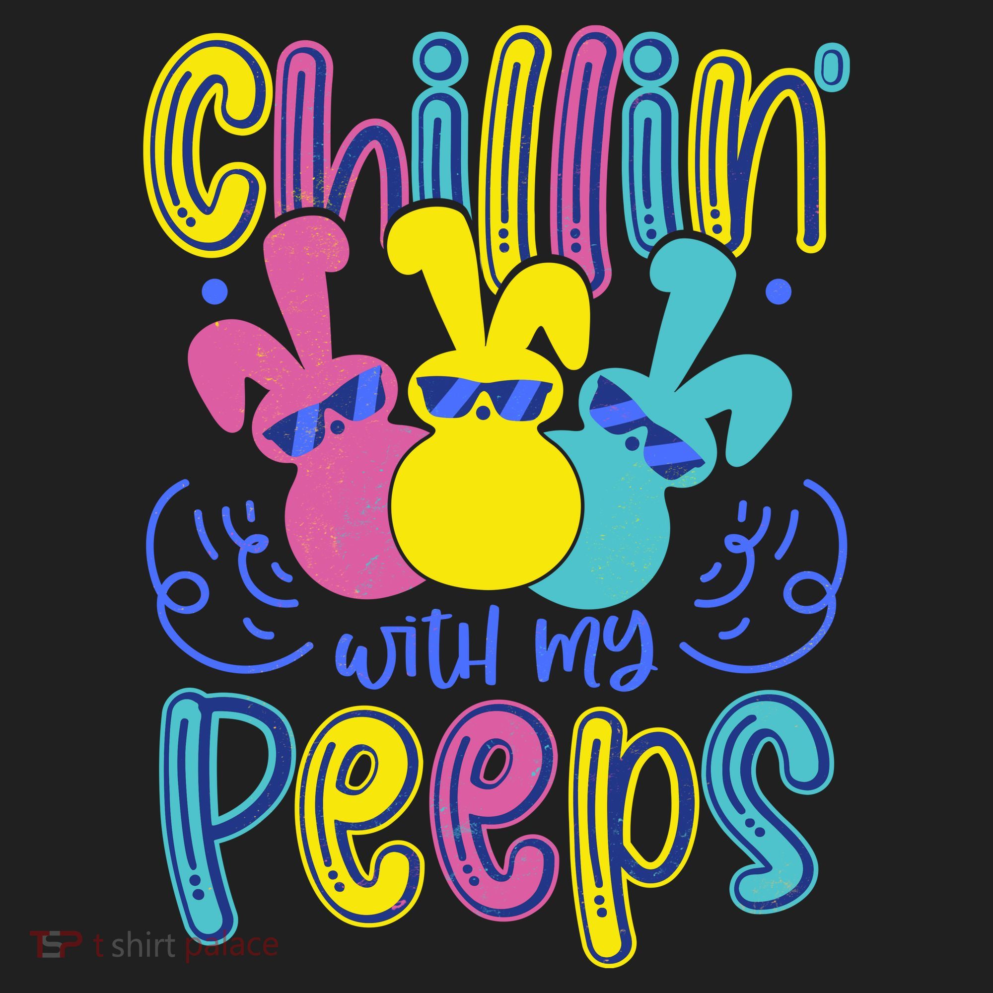 Funny Cute Easter Chillin With My Peeps Golf Towel