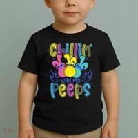 Funny Cute Easter Chillin With My Peeps Toddler T-Shirt thumb 2