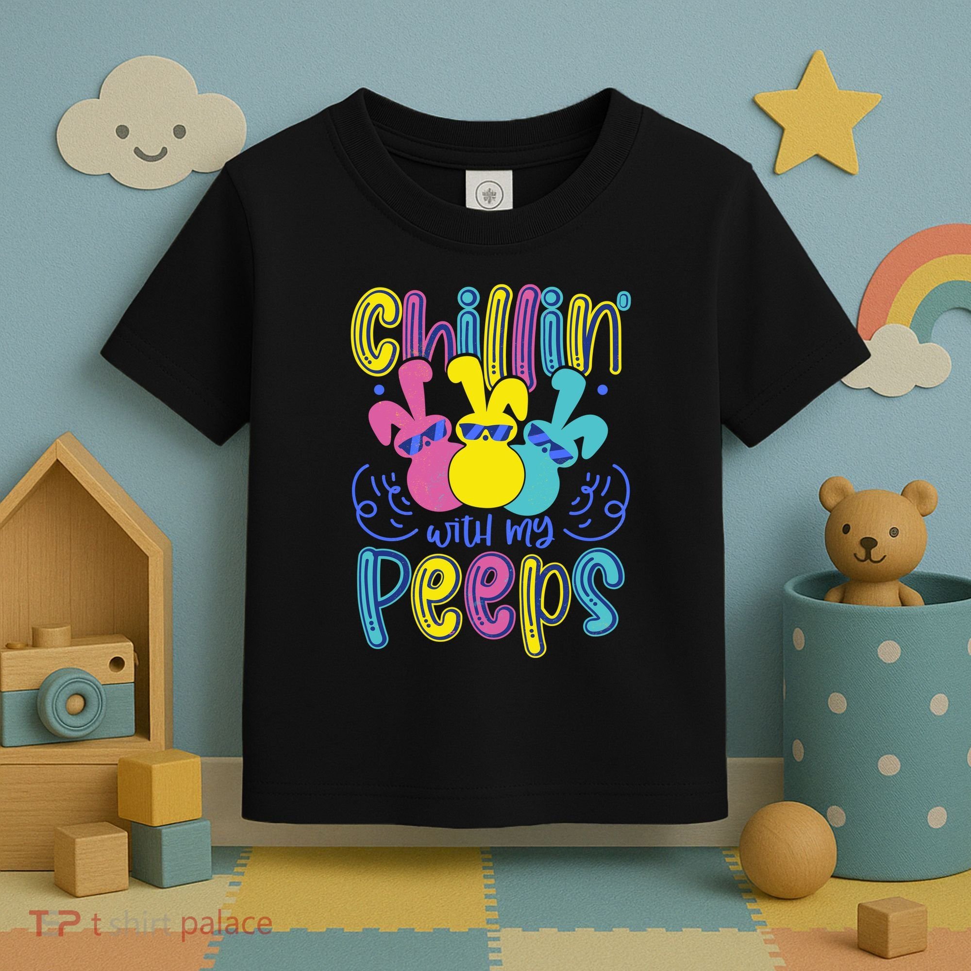Funny Cute Easter Chillin With My Peeps Toddler T-Shirt
