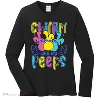 Funny Cute Easter Chillin With My Peeps Women's Long Sleeve Shirt thumb 0