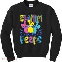 Funny Cute Easter Chillin With My Peeps Kids Sweatshirt thumb 0