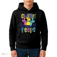 Funny Cute Easter Chillin With My Peeps Kids Hoodie thumb 4