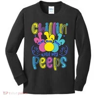 Funny Cute Easter Chillin With My Peeps Kids Long Sleeve Shirt thumb 0