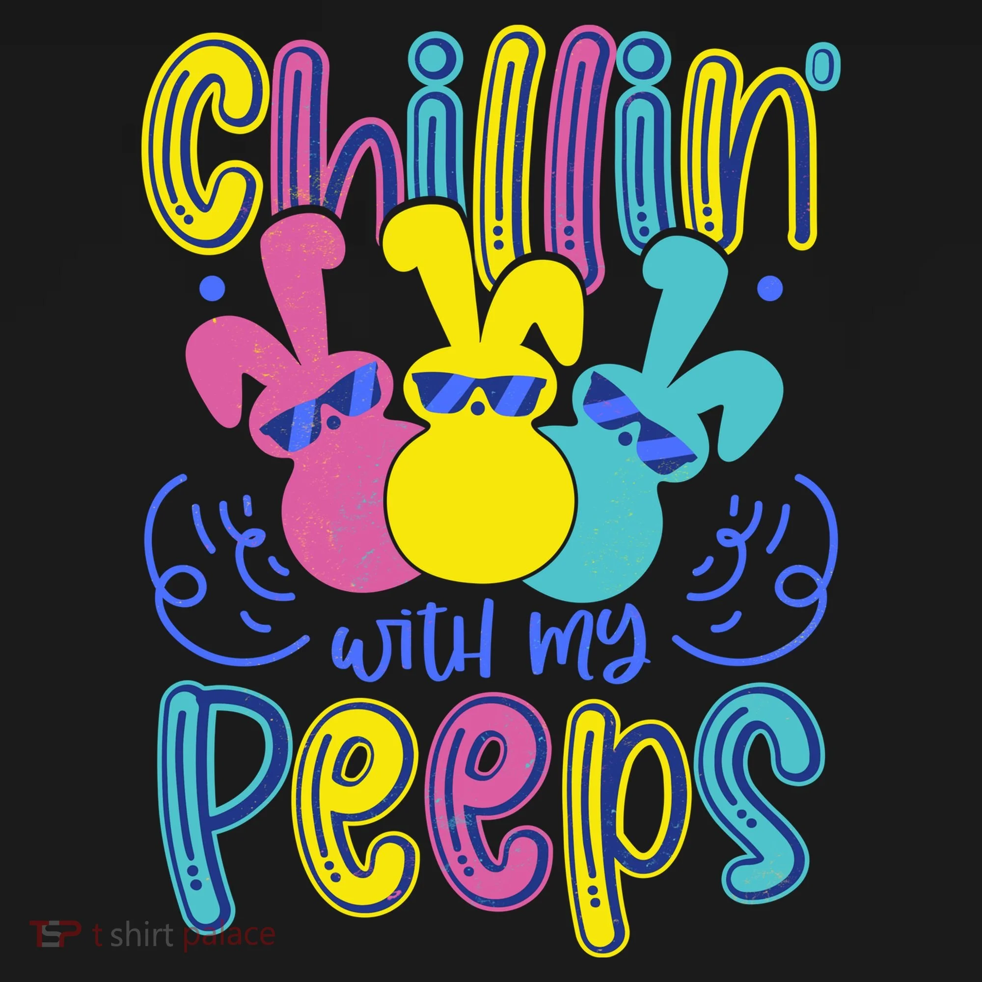 Funny Cute Easter Chillin With My Peeps Kids Long Sleeve Shirt