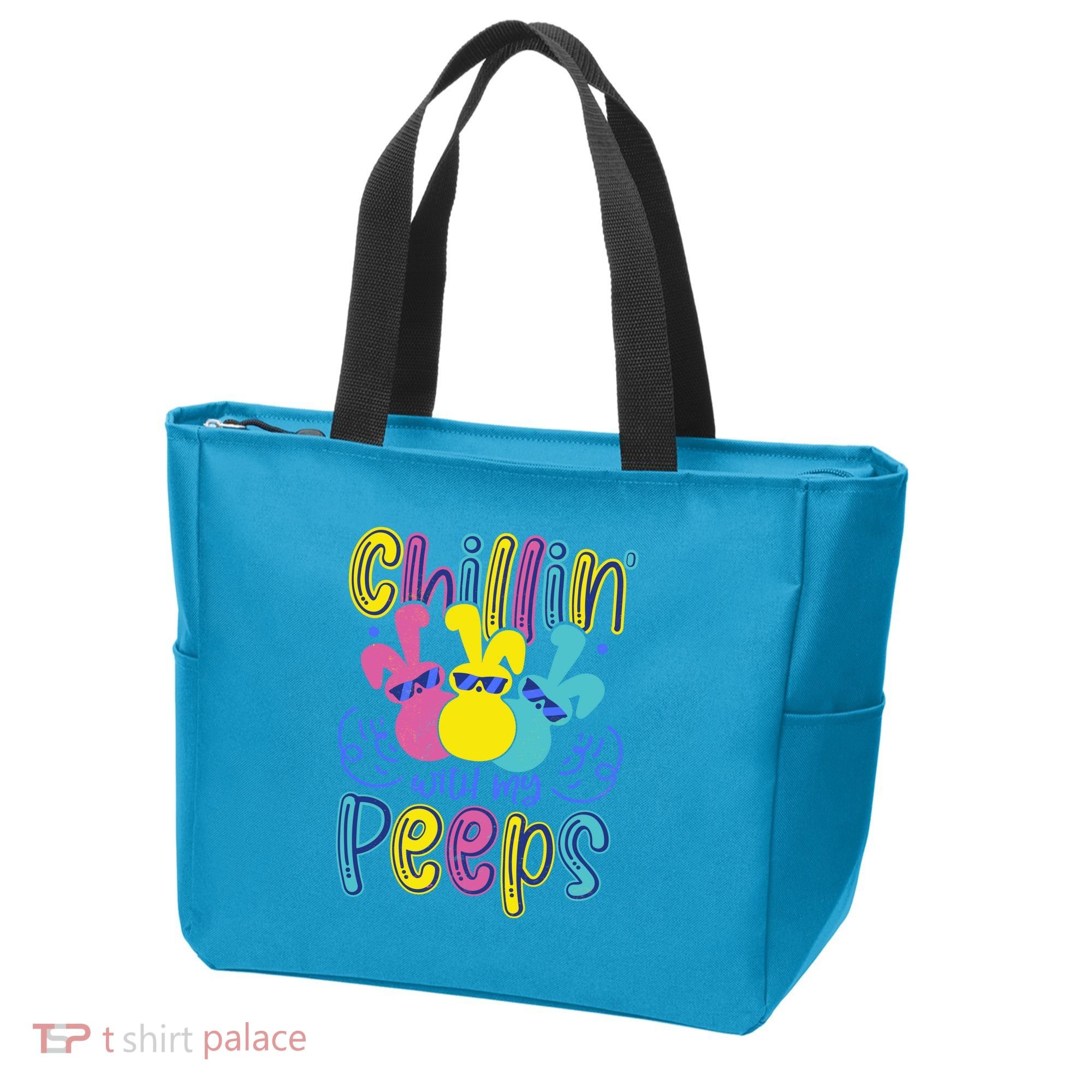 Funny Cute Easter Chillin With My Peeps Tote Bag