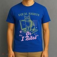 Feminist Cat Equal Rights Or I Bites Cat T-Shirt thumb 3