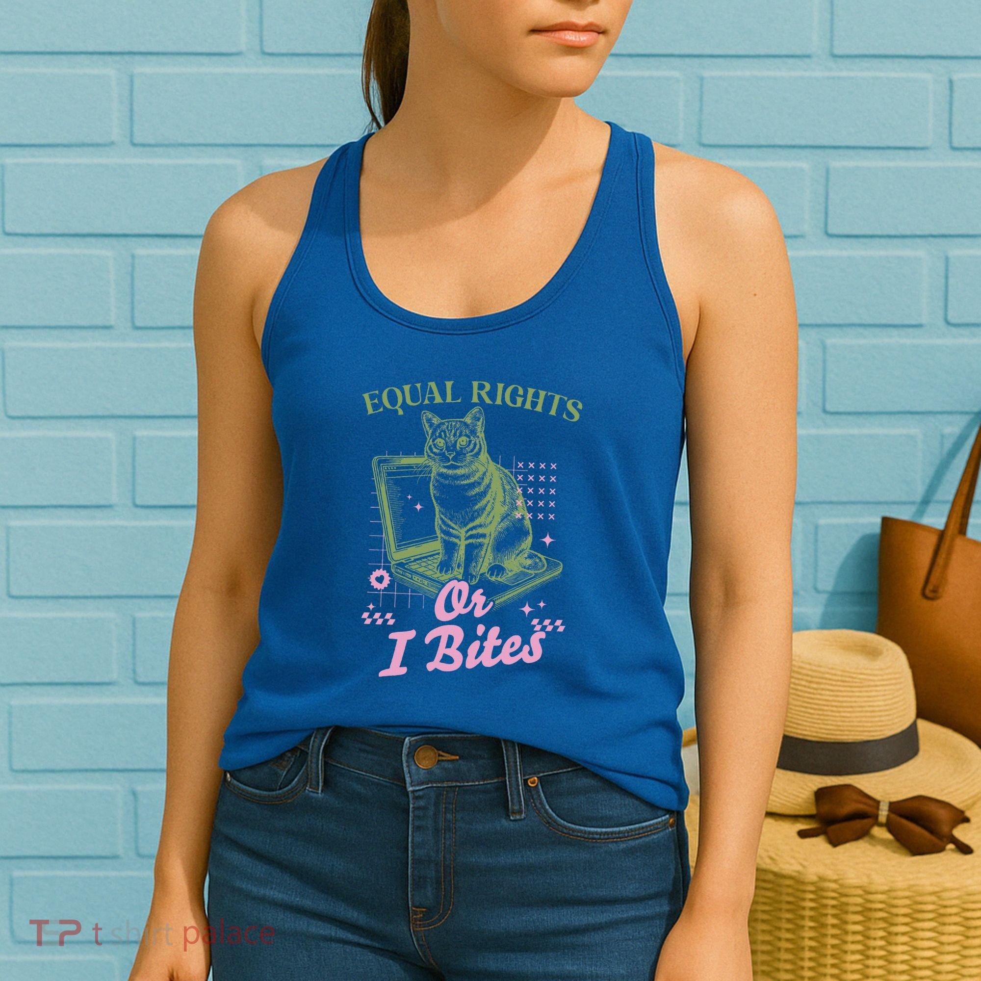 Feminist Cat Equal Rights Or I Bites Cat Women's Tank Top
