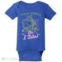 Feminist Cat Equal Rights Or I Bites Cat Baby Bodysuit thumb 0