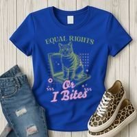 Feminist Cat Equal Rights Or I Bites Cat Women's T-Shirt thumb 3