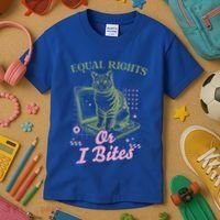 Feminist Cat Equal Rights Or I Bites Cat Kids T-Shirt thumb 3