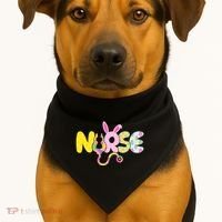 Funny Cute Easter Patterns Nurse USA-Made Doggie Bandana thumb 1