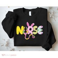 Funny Cute Easter Patterns Nurse Sweatshirt thumb 2
