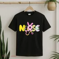 Funny Cute Easter Patterns Nurse T-Shirt thumb 2