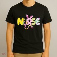 Funny Cute Easter Patterns Nurse T-Shirt thumb 3