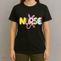 Funny Cute Easter Patterns Nurse T-Shirt thumb 4