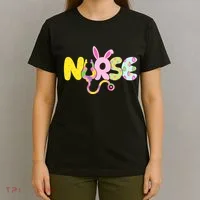 Funny Cute Easter Patterns Nurse T-Shirt thumb 4